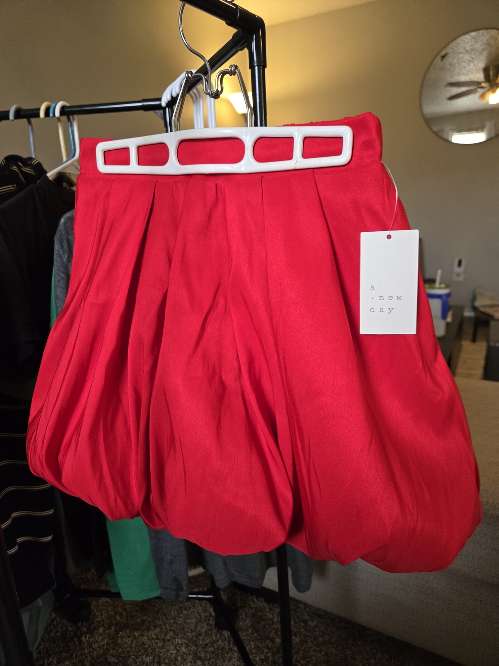 a new day Red Bubble Mini Skirt